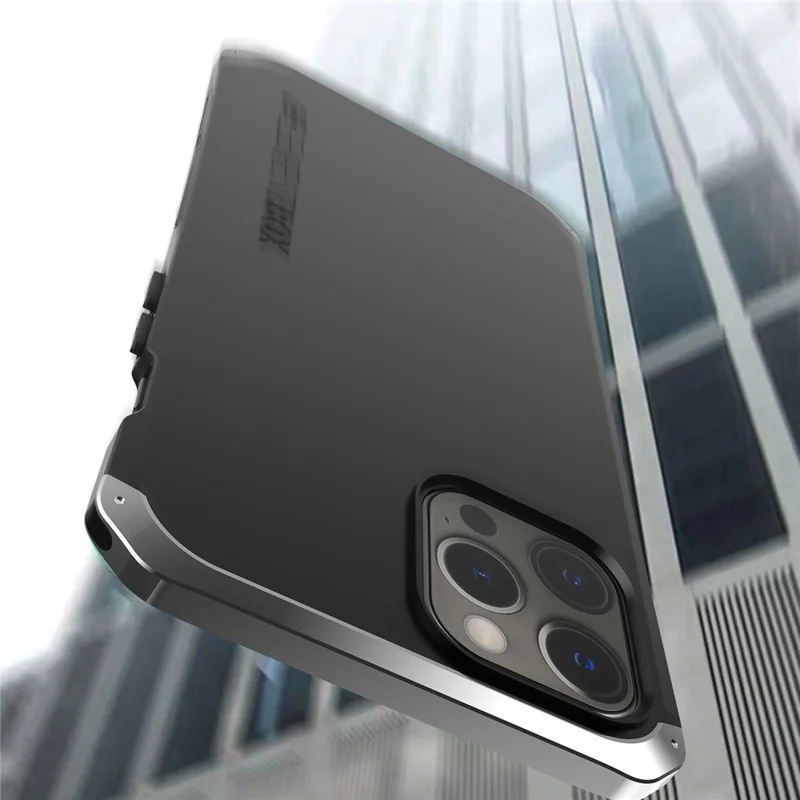 ELEMENT BOX For iPhone 12 Pro Max 6.7 inch 3-Piece Design Phone Case Hard PC Back Metal Frame Anti-drop Hybrid Cover - Black  /  Blue