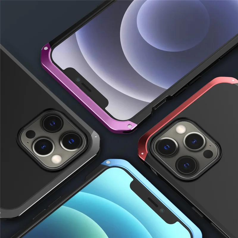 ELEMENT BOX For iPhone 12 Pro Max 6.7 inch 3-Piece Design Phone Case Hard PC Back Metal Frame Anti-drop Hybrid Cover - Black  /  Blue