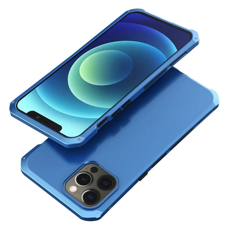 Box Elemento Per Iphone 12 Pro Max da 6,7 ​​pollici Custodia Per Telefono a 3 Pezzi PC Duro Telaio Metallico Coperchio Ibrido Anti-drop - Blu / Blu