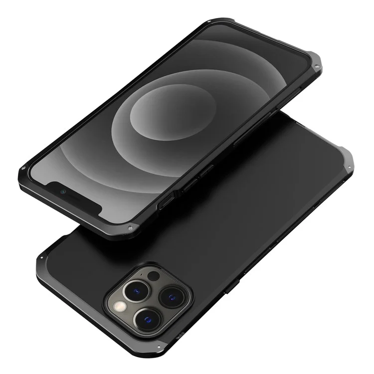 ELEMENT BOX Para iPhone 12 / 12 Pro 6.1 polegadas Design de 3 peças Painel traseiro rígido de PC Moldura de metal Capa de proteção contra choques - Preto / Preto