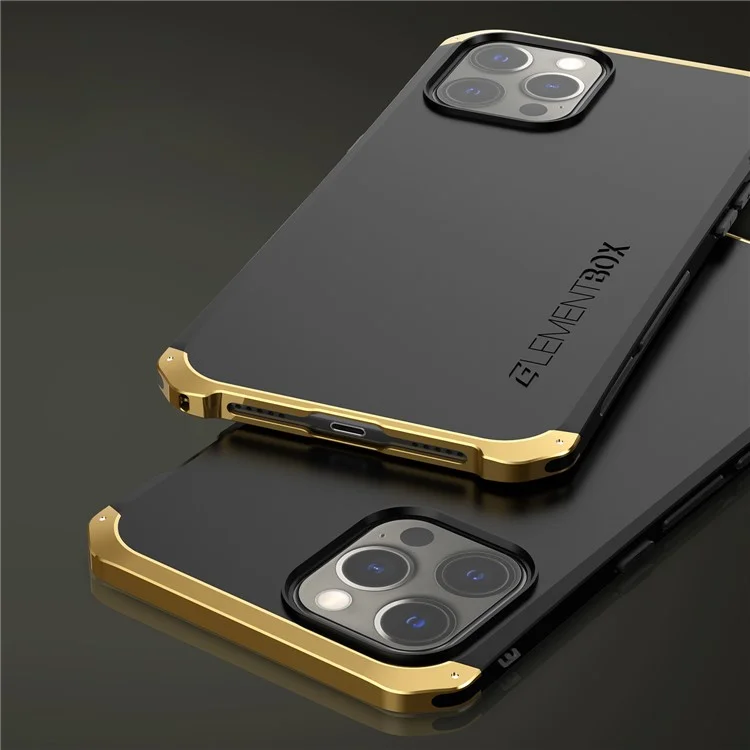 ELEMENT BOX Para iPhone 12 / 12 Pro 6.1 polegadas Design de 3 peças Painel traseiro rígido de PC Moldura de metal Capa de proteção contra choques - Preto / Preto