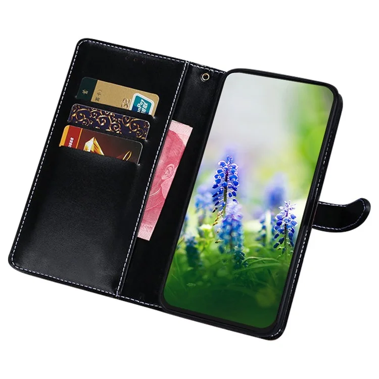 IDEWEI Pour TCL 40R 5G Texture de crocodile PU Leather Stand Anti-scratch Phone Flip Wallet Case Magnetic Clasp Phone Cover - Noir