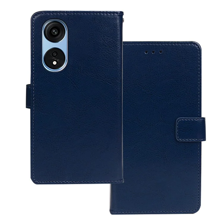IDEWEI Für Oppo A1 Pro 5G Crazy Horse Texture Telefon Brieftasche Abdeckung PU Leder Stand Anti-drop-telefonhülle - Blau