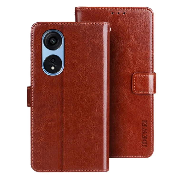 Idewei Pour Oppo A1 Pro 5G Crazy Horse Texture Téléphone Case de Téléphone Portefeu - Brun
