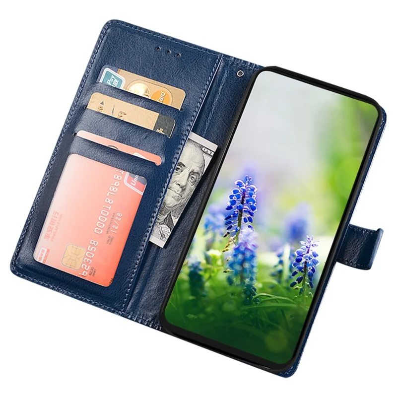 IDEWEI Para TCL 405 Crazy Horse Texture Full Protection Phone Case PU Leather Stand Wallet Cover - Azul