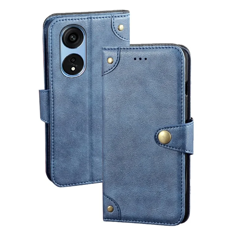 IDEWEI Für Oppo A1 Pro 5G Feine Textur PU Lederständer Handy Hülle Schocksicheres Brieftasche Folio Flip Cover - Blau
