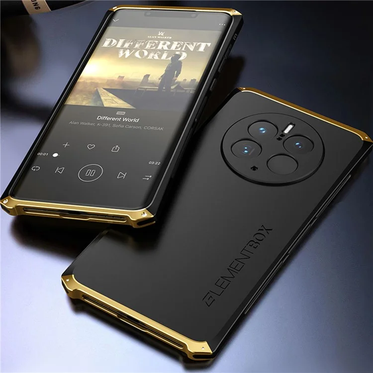 ELEMENT BOX Pour Huawei Mate 50 Pro 4G Conception en 3 pièces Coin renforcé Étui de protection pour téléphone Boîtier PC dur résistant aux chocs Cadre en métal Housse de protection - Noir / Or