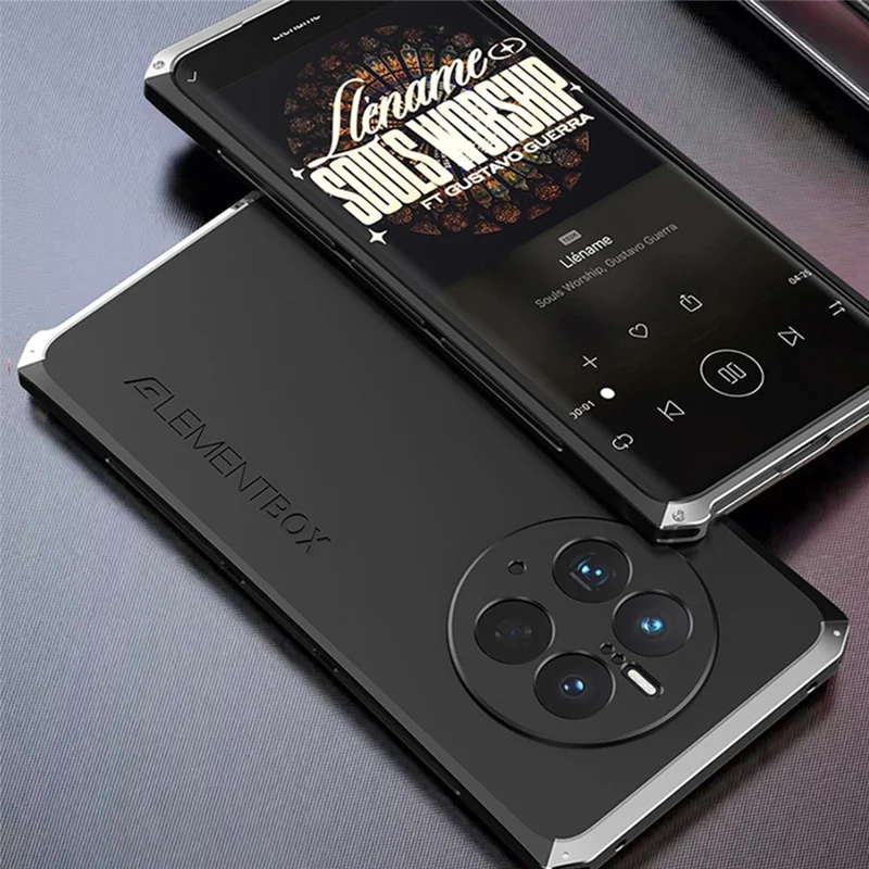 ELEMENT BOX For Huawei Mate 50 Pro 4G 3-Piece Design Reinforced Corner Phone Case Shockproof Hard PC Back Metal Frame Protective Cover - Black  /  Silver