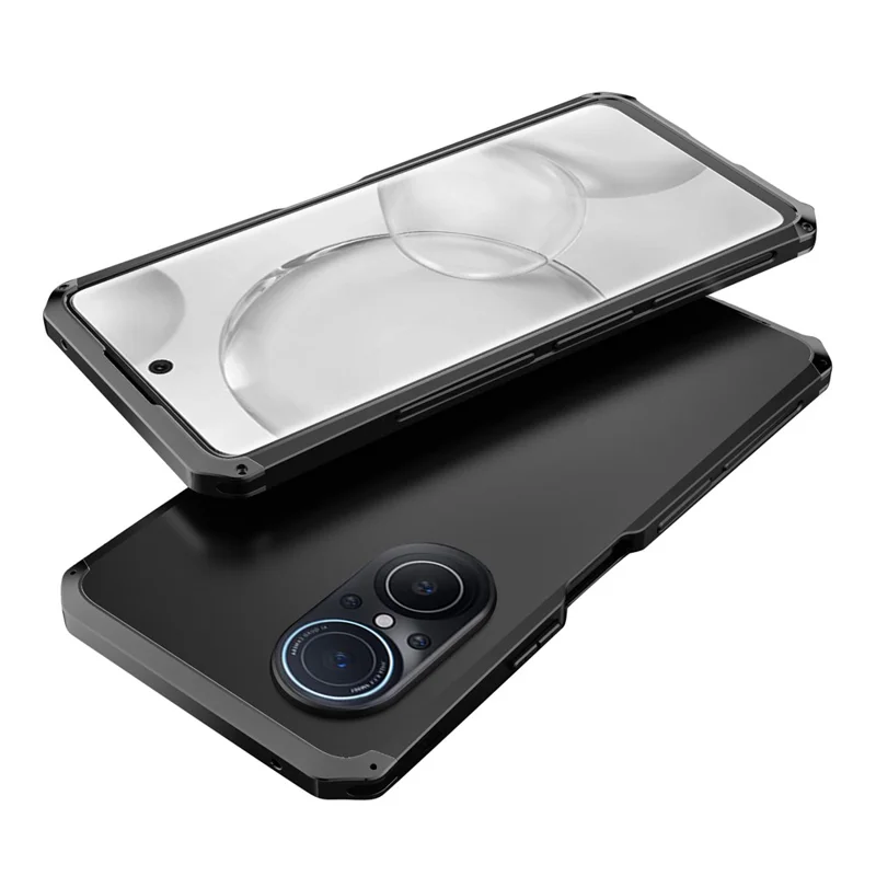 ELEMENT BOX For Huawei nova 9 SE Hard PC Back Metal Frame Armor Phone Case 3-Piece Design Shockproof Anti-Scratch Cover - Black  /  Black