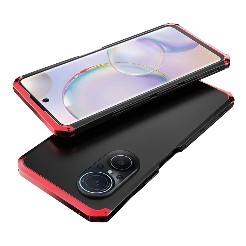 ELEMENT BOX For Huawei nova 9 SE Hard PC Back Metal Frame Armor Phone Case 3-Piece Design Shockproof Anti-Scratch Cover - Black  /  Red