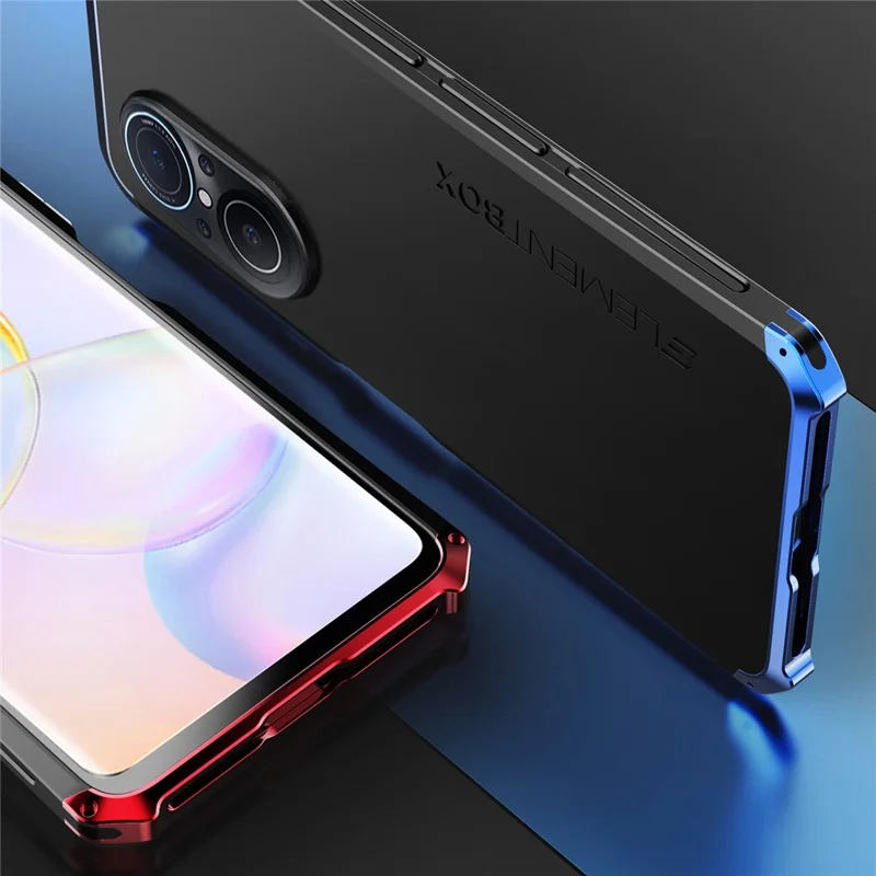 ELEMENT BOX For Huawei nova 9 SE Hard PC Back Metal Frame Armor Phone Case 3-Piece Design Shockproof Anti-Scratch Cover - Black  /  Red