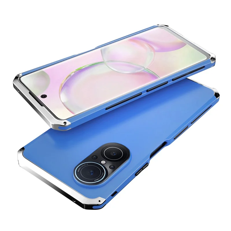 ELEMENT BOX For Huawei nova 9 SE Hard PC Back Metal Frame Armor Phone Case 3-Piece Design Shockproof Anti-Scratch Cover - Blue  /  Silver