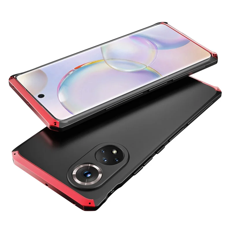 ELEMENT BOX For Huawei nova 9 3-Piece Design Hard PC Back Metal Frame Case Drop-proof Phone Back Cover - Black  /  Red