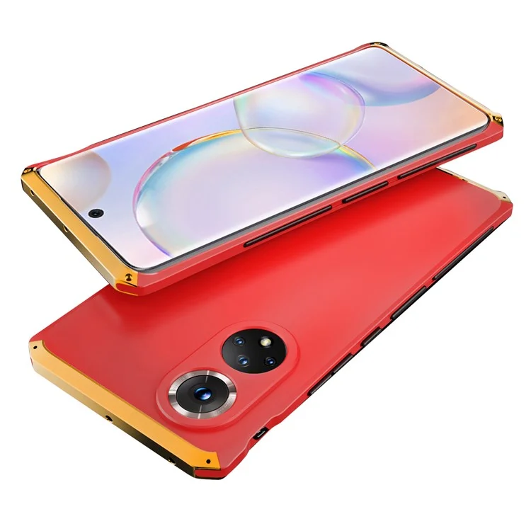 ELEMENT BOX For Huawei nova 9 3-Piece Design Hard PC Back Metal Frame Case Drop-proof Phone Back Cover - Red  /  Gold
