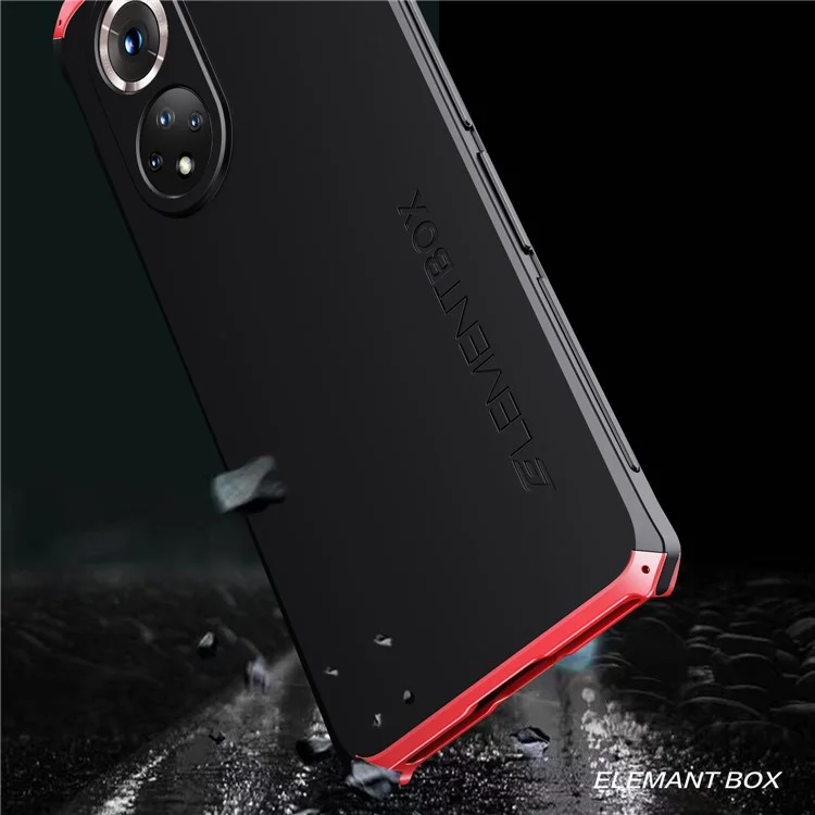 ELEMENT BOX For Huawei nova 9 3-Piece Design Hard PC Back Metal Frame Case Drop-proof Phone Back Cover - Red  /  Gold