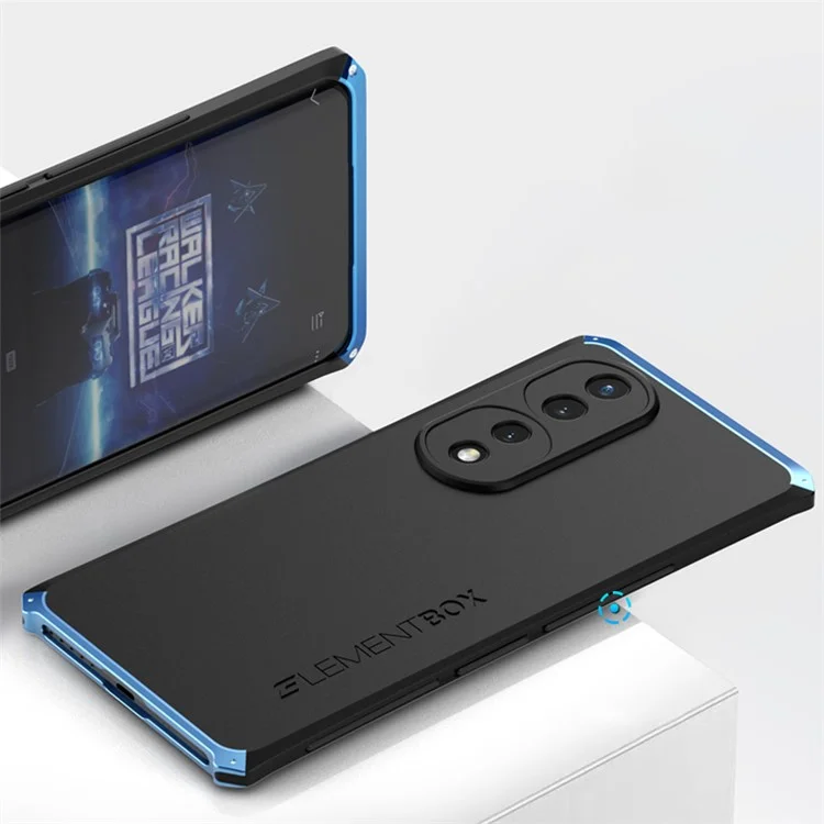 ELEMENT BOX For Honor 70 5G Hard PC Back Metal Frame Hybrid Case 3-Piece Design Anti-drop Phone Cover - Black  /  Black