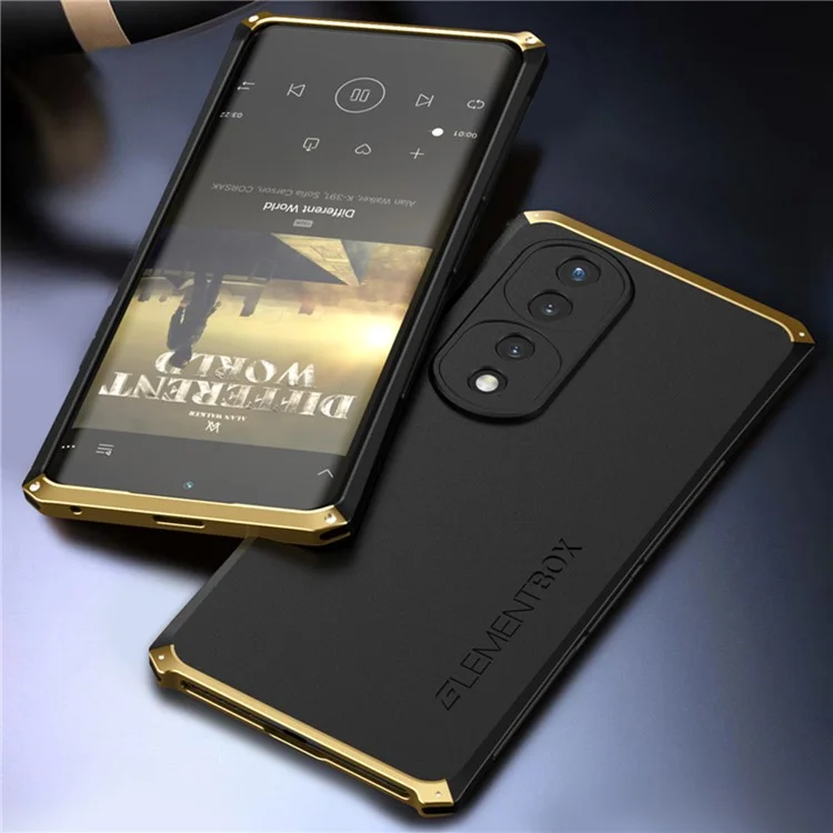 ELEMENT BOX For Honor 70 5G Hard PC Back Metal Frame Hybrid Case 3-Piece Design Anti-drop Phone Cover - Black  /  Black