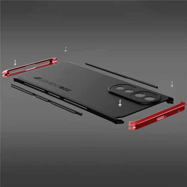 ELEMENT BOX For Honor 70 5G Hard PC Back Metal Frame Hybrid Case 3-Piece Design Anti-drop Phone Cover - Black  /  Black