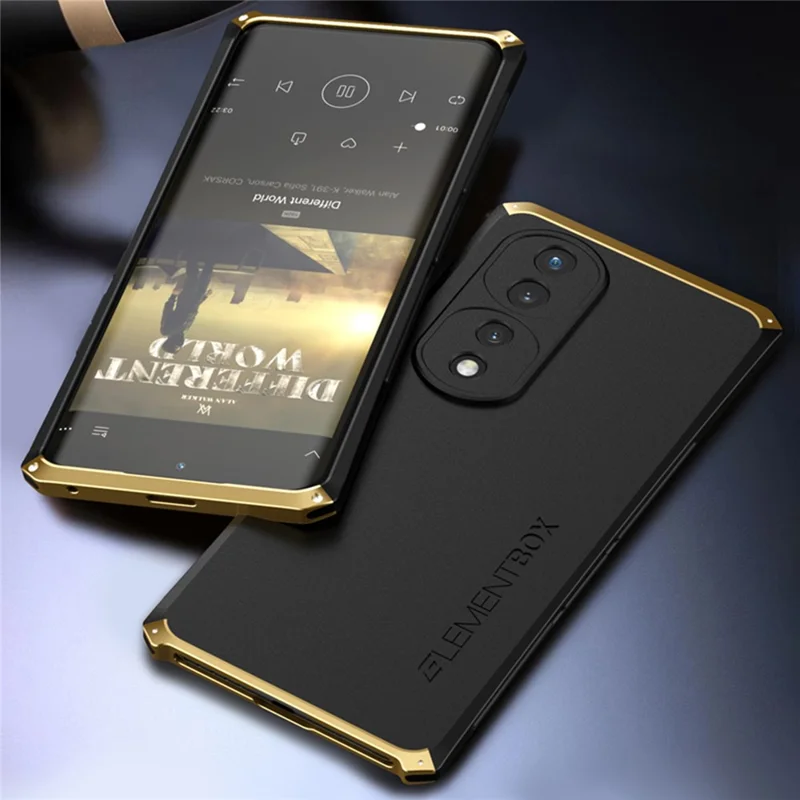 ELEMENT BOX For Honor 70 5G Hard PC Back Metal Frame Hybrid Case 3-Piece Design Anti-drop Phone Cover - Black  /  Purple