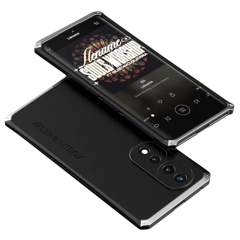 ELEMENT BOX For Honor 70 5G Hard PC Back Metal Frame Hybrid Case 3-Piece Design Anti-drop Phone Cover - Black  /  Silver