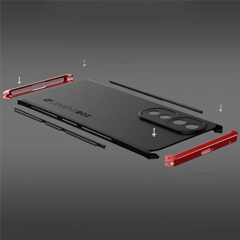 ELEMENT BOX For Honor 70 5G Hard PC Back Metal Frame Hybrid Case 3-Piece Design Anti-drop Phone Cover - Black  /  Silver