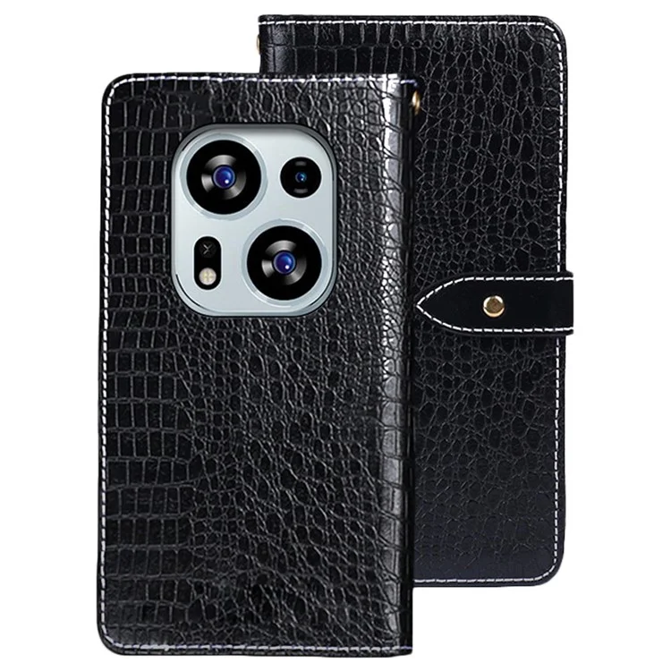 IDEWEI Für TECNO Phantom X2 5G Krokodilleder-Textur PU-Leder-Standbrieftasche-Hülle mit Magnetverschluss - Schwarz