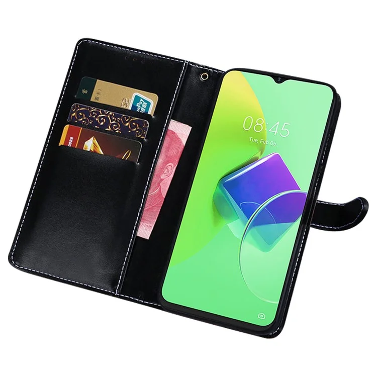 IDEWEI Für TECNO Phantom X2 5G Krokodilleder-Textur PU-Leder-Standbrieftasche-Hülle mit Magnetverschluss - Schwarz