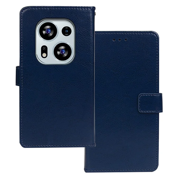 IDEWEI Per TECNO Phantom X2 5G Crazy Horse Texture PU Leather Phone Case Folio Flip Stand Wallet Full Protection Cover - Blu