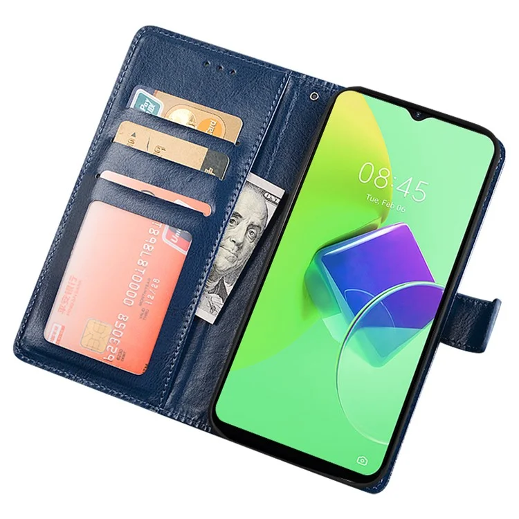 IDEWEI Per TECNO Phantom X2 5G Crazy Horse Texture PU Leather Phone Case Folio Flip Stand Wallet Full Protection Cover - Blu