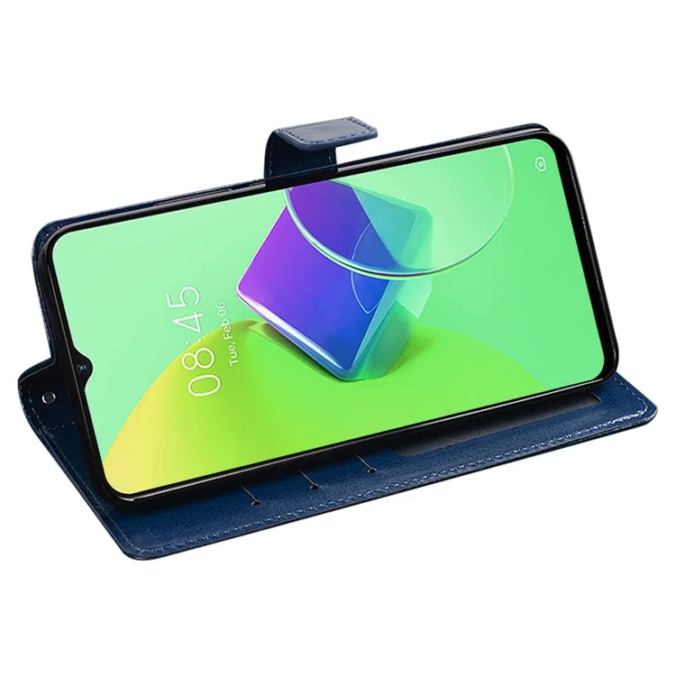 IDEWEI Per TECNO Phantom X2 5G Crazy Horse Texture PU Leather Phone Case Folio Flip Stand Wallet Full Protection Cover - Blu