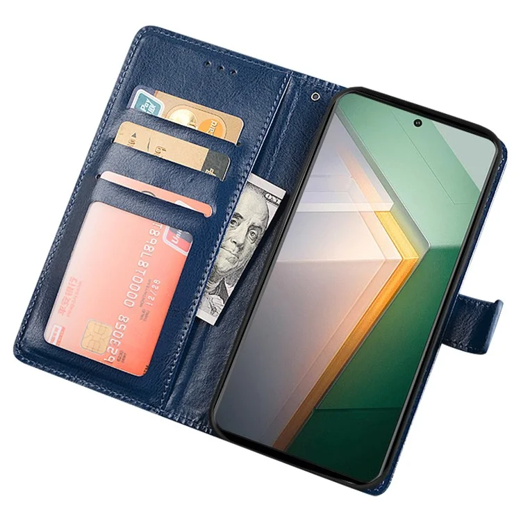 IDEWEI для vivo iQOO 11 5G Crazy Horse Texture PU Leather Case Stand Wallet Folio Flip Shockproof Phone Cover - Blue