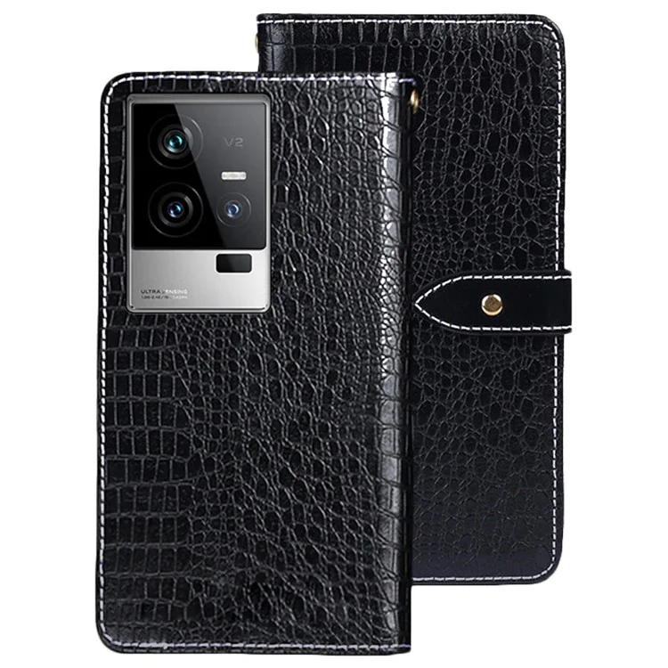 IDEWEI Per vivo iQOO 11 5G Custodia in pelle PU con texture coccodrillo, con supporto e protezione completa - Nero