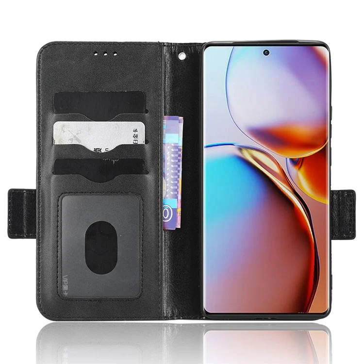 Para Motorola Moto Edge 40 Pro 5G / Moto X40 5G Patrón Triangular Impreso Funda de Cartera de Protección Completa Estuche Plegable de Piel de PU - Negro