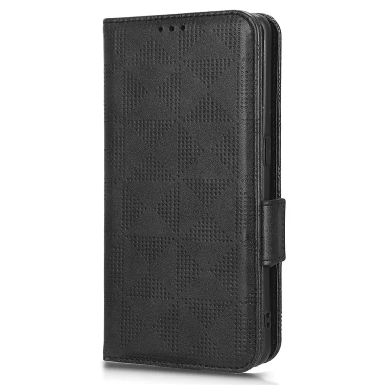 Para Motorola Moto Edge 40 Pro 5G / Moto X40 5G Patrón Triangular Impreso Funda de Cartera de Protección Completa Estuche Plegable de Piel de PU - Negro