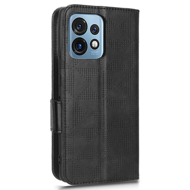 Para Motorola Moto Edge 40 Pro 5G / Moto X40 5G Patrón Triangular Impreso Funda de Cartera de Protección Completa Estuche Plegable de Piel de PU - Negro