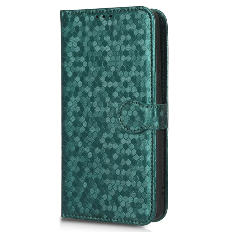 For Google Pixel 7a Dot Pattern Imprinted PU Leather Phone Case Wallet Foldable Stand Inner TPU Cover with Strap - Green