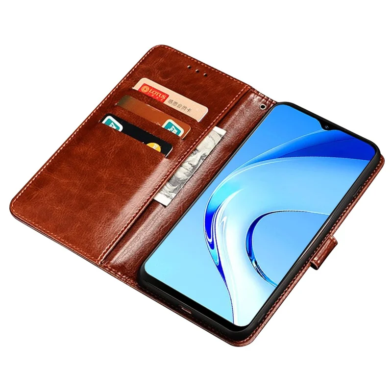 IDEWEI For Ulefone Note 14 Crazy Horse Texture PU Leather Phone Case Stand Wallet Full Protection Inner TPU Cover - Brown