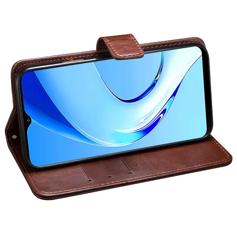 IDEWEI For Ulefone Note 14 Crazy Horse Texture PU Leather Phone Case Stand Wallet Full Protection Inner TPU Cover - Brown