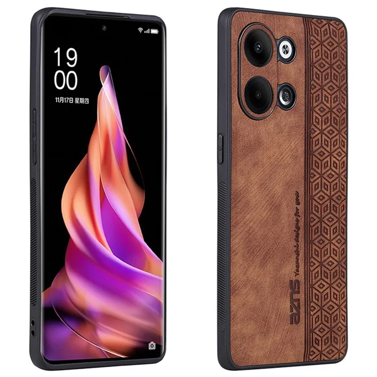 AZNS Per Oppo Reno9 5G Custodia per telefono con motivo stampato Anti-scivolo Resistente ai graffi Rivestimento in pelle PU TPU - Marrone