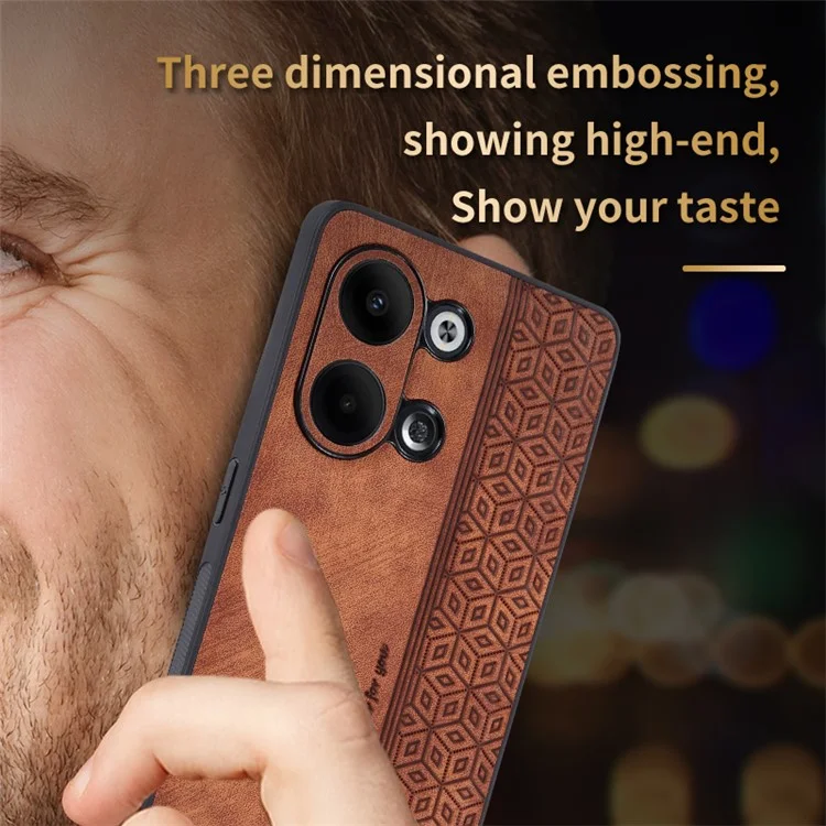 AZNS Per Oppo Reno9 5G Custodia per telefono con motivo stampato Anti-scivolo Resistente ai graffi Rivestimento in pelle PU TPU - Marrone
