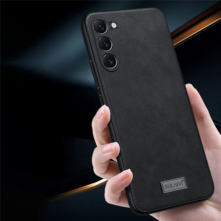 SULADA для Samsung Galaxy S23+ чехол для мобильного телефона из ПУ-кожи с покрытием TPU + PC, противоударный - черный