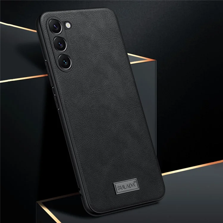 SULADA для Samsung Galaxy S23+ чехол для мобильного телефона из ПУ-кожи с покрытием TPU + PC, противоударный - черный