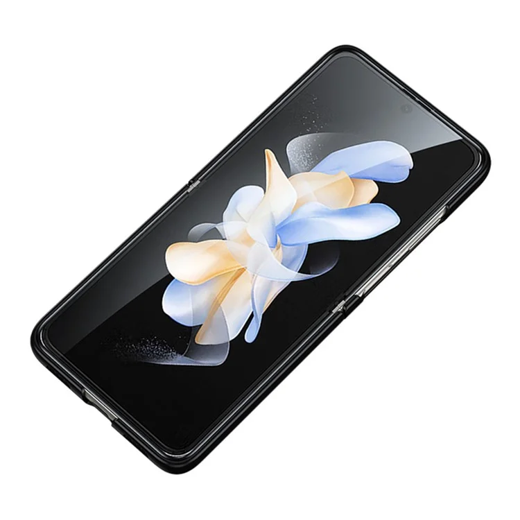 SULADA para Samsung Galaxy Z Flip4 5G Capa de Telefone de PC + TPU Revestido de Couro PU à Prova de Queda Resistente a Arranhões - Marrom