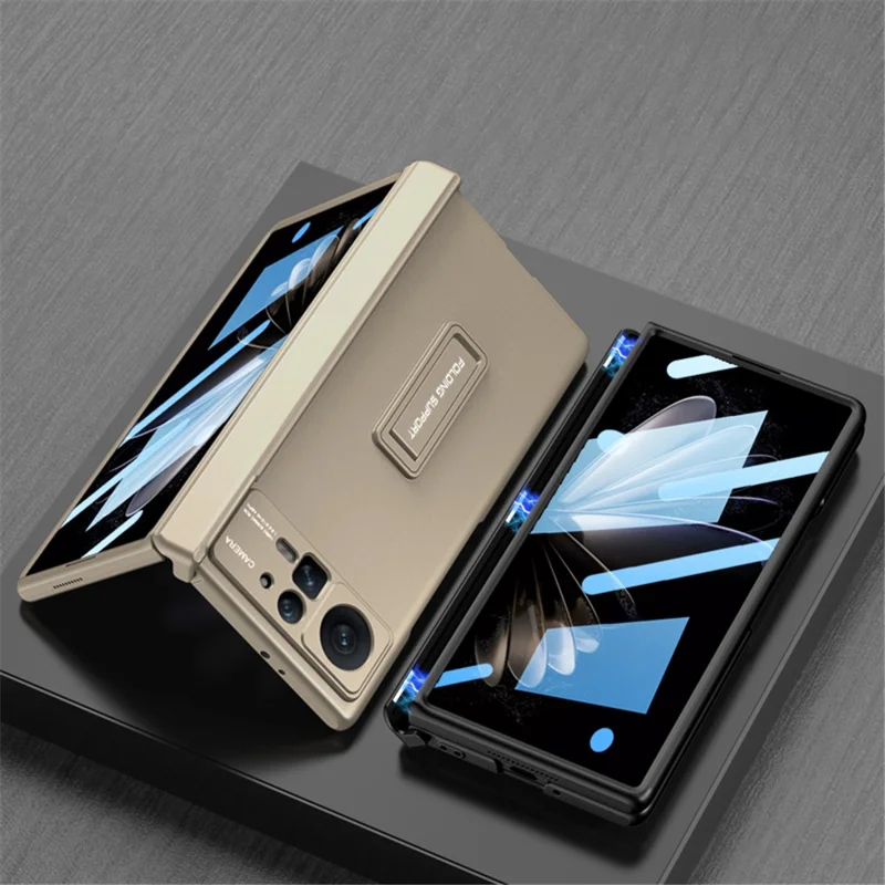 GKK Para Xiaomi Mix Fold 2 5G Anti-Drop Hard PC Capa de Proteção da Dobradiça Kickstand Capa Protetora Resistente a Choques com Película de Vidro Temperado - Verde Floresta