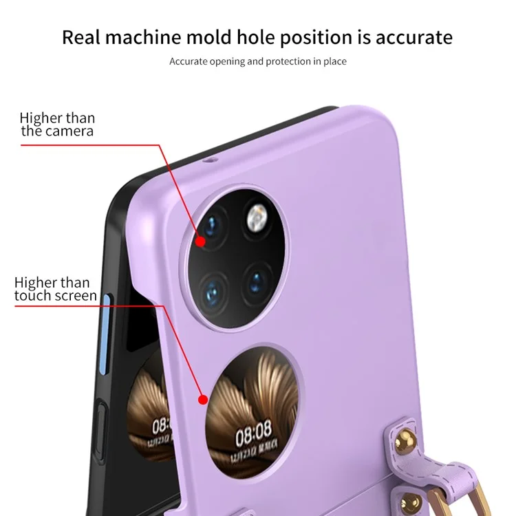 GKK Pour Huawei P50 Pocket Handbag Style Ultra Slim Téléphone PC Hard PC Couverture Avec Strape de Main Cuir PU - Noir