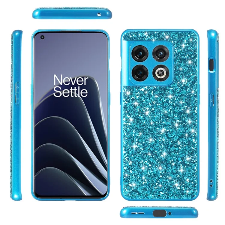 Pour OnePlus 10T 5G / Ace Pro 5G Sinin Glitter Sequins Téléphone Boîtier de Téléphone Électroplaçant le Couvercle Arrière de Protection PC Hard PC Hard - Bleu