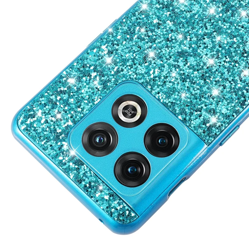 For OnePlus 10T 5G / Ace Pro 5G Shiny Glitter Sequins Phone Case Electroplating TPU Frame Hard PC Protective Back Cover - Red