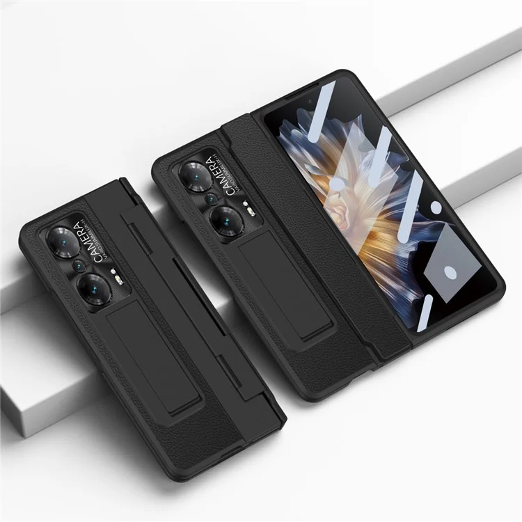Противоударный чехол для смартфона Honor Magic Vs Ultimate 5G / Magic Vs 5G, чехол из поликарбоната с защитой шарнира и закаленным стеклянным экраном - черный