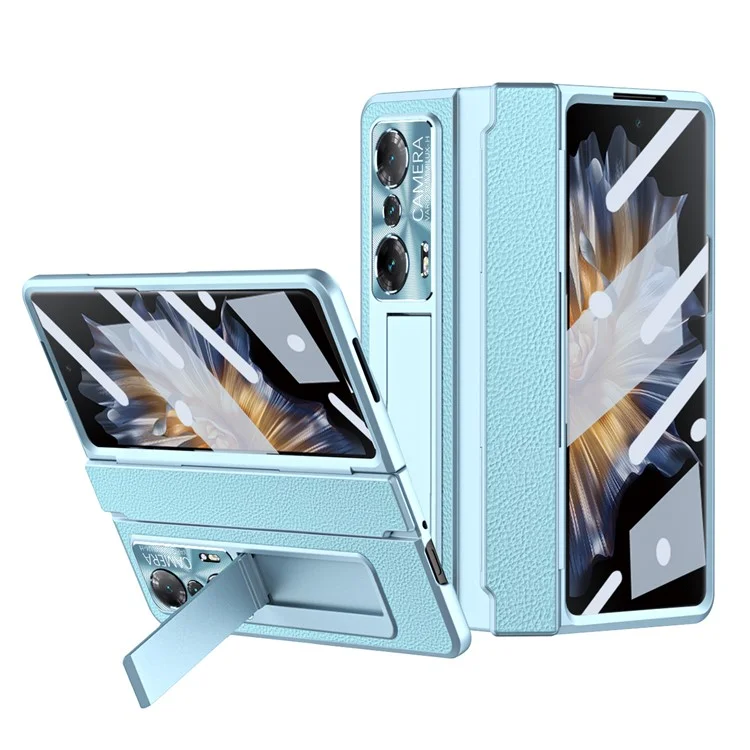 Stoßfeste Handyhülle für Honor Magic Vs Ultimate 5G / Magic Vs 5G, Scharnier-Schutz-PC-Rückabdeckung mit gehärtetem Glasbildschirmfilm - Blau