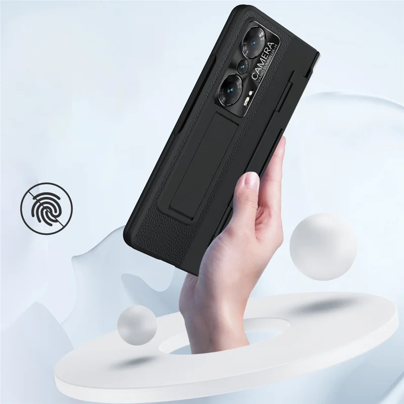 Drop-proof Phone Case For Honor Magic Vs Ultimate 5G / Magic Vs 5G, Hinge Protection PC Back Cover with Tempered Glass Screen Film -  Gold / Black